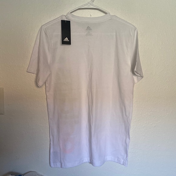 Adidas White Gradient Multicolor Logo Crewneck Tee - Kids size L(14-16) - Picture 5 of 6